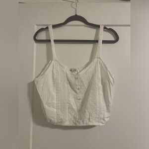 American Eagle White Lace Buttoned Crop Top